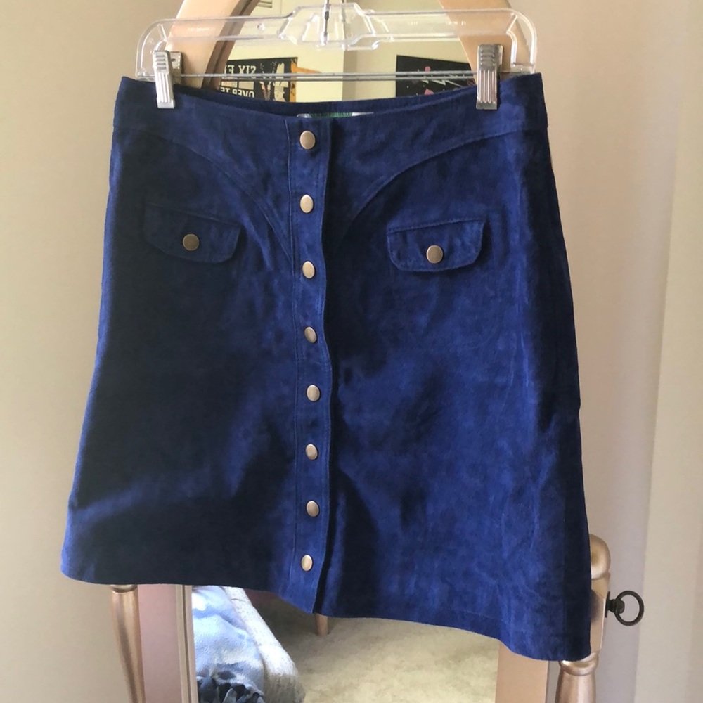 Real suede button up skirt